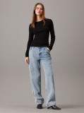 Black Slim Ribbed Long Sleeve Top  Women