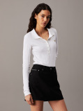 White Long Sleeve Ribbed Polo Bodysuit  Women