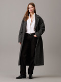 Grey Wool Melange Long Coat  Women