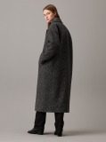 Grey Wool Melange Long Coat  Women