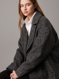 Grey Wool Melange Long Coat  Women