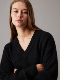 Black Soft wool blend jumper dress with V-neckline  Women