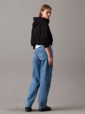 Black Boxy Cotton Terry Hoodie  Women