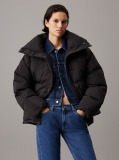 Black Relaxed Down Puffer Jacket  Women