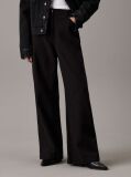 Black Relaxed Cotton Flannel Trousers  Women