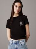 Black Slim Logo T-shirt  Women
