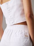 White Cotton Linen Twill Shorts  Women