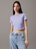 Purple Cropped Cotton Stretch T-shirt  Women