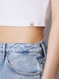 White Cropped Cotton Stretch T-shirt  Women