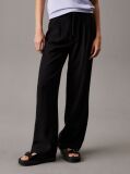Black Relaxed Straight Drawstring Trousers  Women