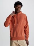 Orange Cotton Badge Hoodie  Men