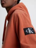 Orange Cotton Badge Hoodie  Men