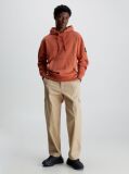Orange Cotton Badge Hoodie  Men