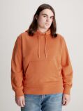Orange Cotton Badge Hoodie  Men