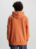 Orange Cotton Badge Hoodie  Men