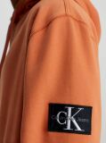 Orange Cotton Badge Hoodie  Men