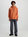Orange Cotton Badge Hoodie  Men
