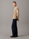 Beige Waffle Cotton Badge Jumper  Men
