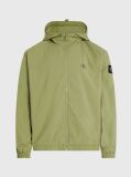 Green Relaxed Hooded Nylon Windbreaker  Men