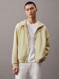 Green Relaxed Hooded Nylon Windbreaker  Men