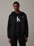 Black Nylon Hooded Zip Up Jacket  Men