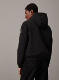 Black Nylon Hooded Zip Up Jacket  Men