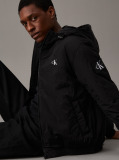 Black Nylon Hooded Zip Up Jacket  Men