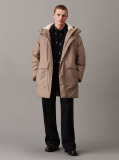 Beige Cotton Nylon Padded Parka Coat  Men