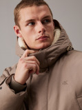 Beige Cotton Nylon Padded Parka Coat  Men