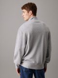 Grey Waffle Cotton Zip Up Cardigan  Men