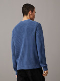Blue Relaxed Ribbed Cotton Jumper  Men