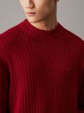 Red Relaxed Ribbed Cotton Jumper  Men
