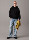Black Cotton Terry Hoodie  Men