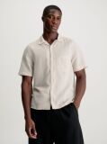 Beige Linen Cotton Short Sleeve Shirt  Men