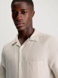 Beige Linen Cotton Short Sleeve Shirt  Men