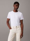 Λευκό Slim Ελαστικό Βαμβακερό T-shirt  Άνδρας