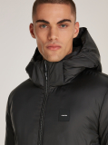 Black Non-Quilt Padded Hooded Jacket  Men