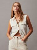 Beige Sleeveless Sateen Blouse  Women