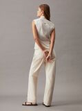 Beige Sleeveless Sateen Blouse  Women