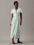 Green Relaxed Crepe Midi Shirt Dress  Women