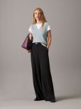 Black Slim Wide Leg Trousers  Women
