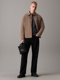 Black Logo Flat Crossbody Bag  Men
