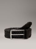 Black Braided Leather Belt  Men