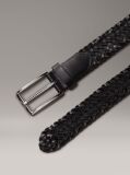 Black Braided Leather Belt  Men