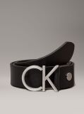 Black Leather Logo Belt  Women