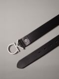 Black Leather Logo Belt  Women