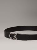 Black Leather Logo Belt  Women