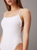White Open Back Swimsuit - Archive Rib  Women