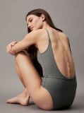 Green Low Back Swimsuit - CK Micro Belt  Women