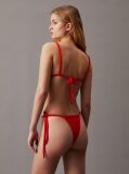 Red Tie Side Bikini Bottoms - CK Monogram Rib  Women